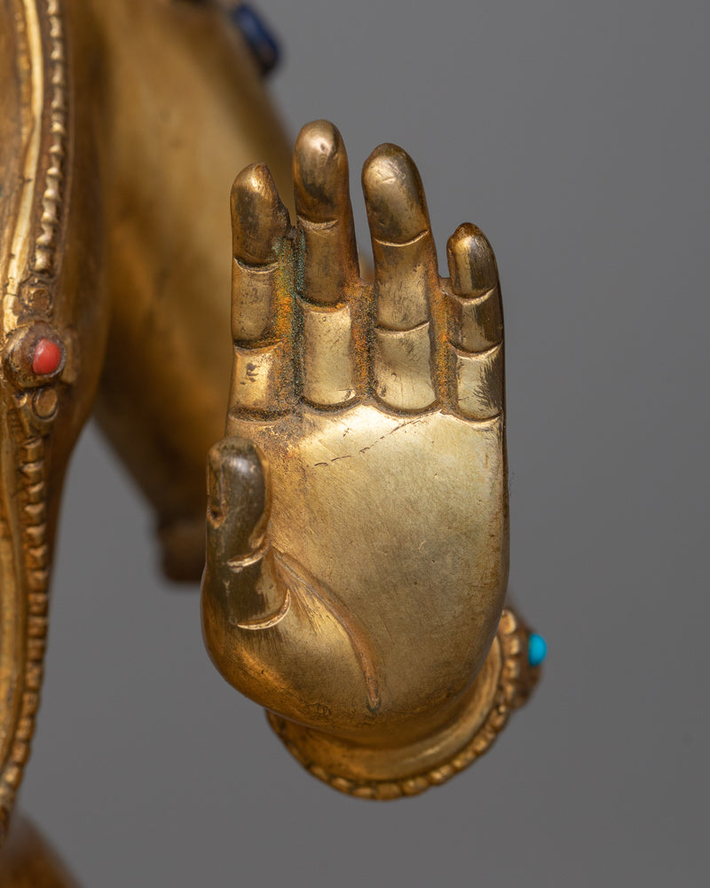 Antique-Finished Bodhisattva Statue | A Gilded Vision of Compassion