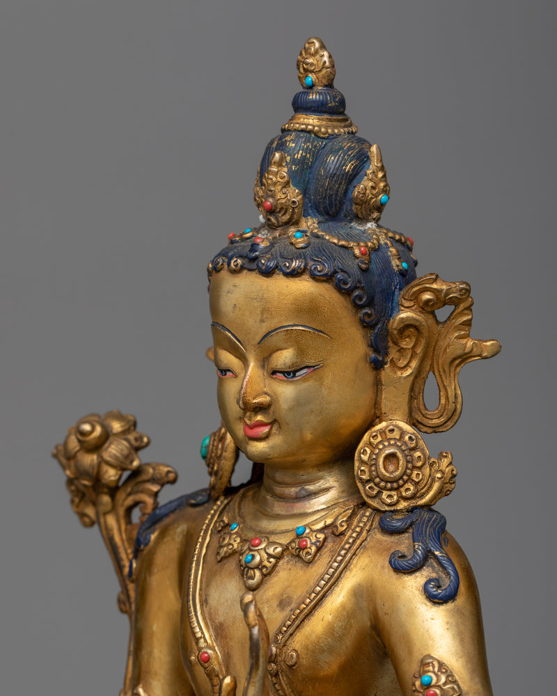 Antique-Finished Bodhisattva Statue | A Gilded Vision of Compassion