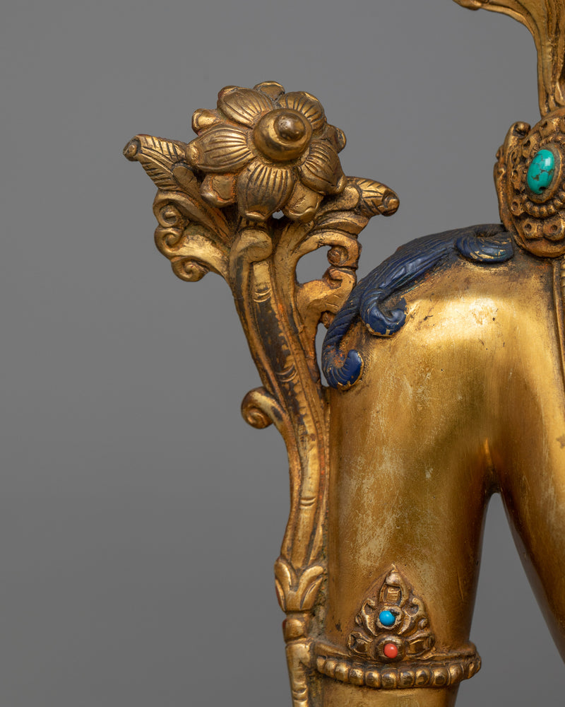 Antique-Finished Bodhisattva Statue | A Gilded Vision of Compassion