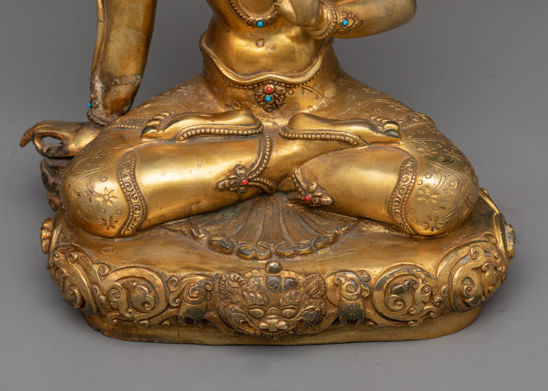 Antique-Finished Bodhisattva Statue | A Gilded Vision of Compassion