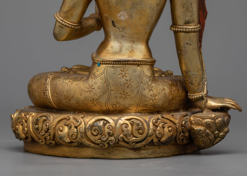 Antique-Finished Bodhisattva Statue | A Gilded Vision of Compassion