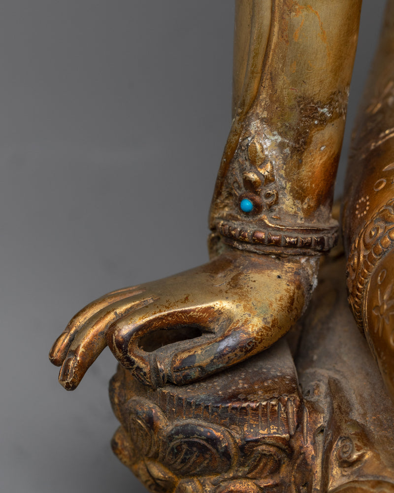 Antique-Finished Bodhisattva Statue | A Gilded Vision of Compassion