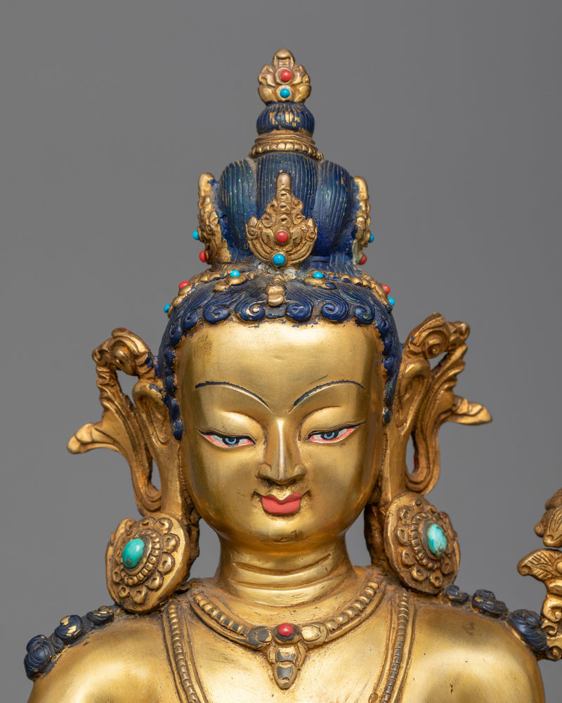 Bodhisattva Statue for Shrine Decor | An Antique-Finished Masterpiece in 24K Gold