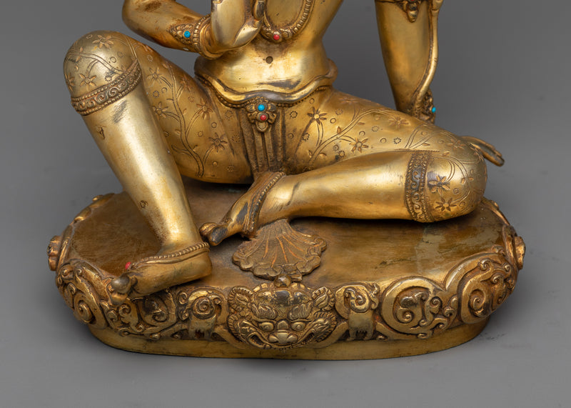 Bodhisattva Statue for Shrine Decor | An Antique-Finished Masterpiece in 24K Gold