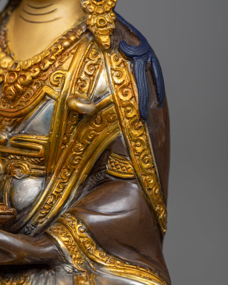 Guru Rinpoche Padmasambhava Sculpture | A Fusion of Silver and Oxidized Copper