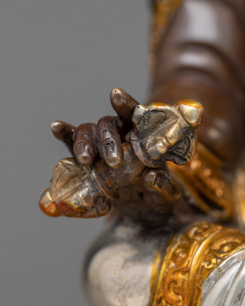 Guru Rinpoche Padmasambhava Sculpture | A Fusion of Silver and Oxidized Copper