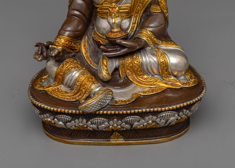 Guru Rinpoche Padmasambhava Sculpture | A Fusion of Silver and Oxidized Copper