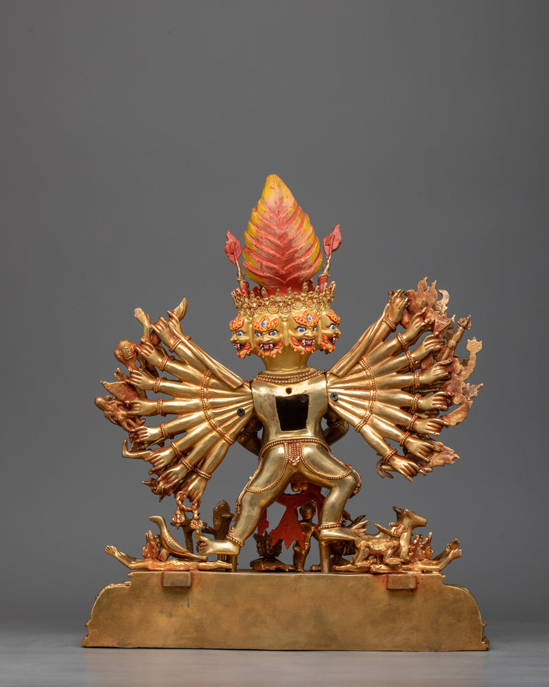 Vajrabhairava Yamantaka Statue | Majestic 24K Gold Gilded Icon