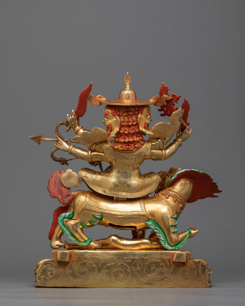 Pehar Gyalpo Statue | Guardian Deity in 24K Gold Gilded Splendor