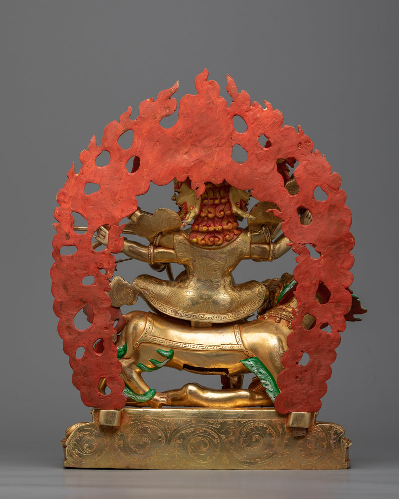 Pehar Gyalpo Statue | Guardian Deity in 24K Gold Gilded Splendor