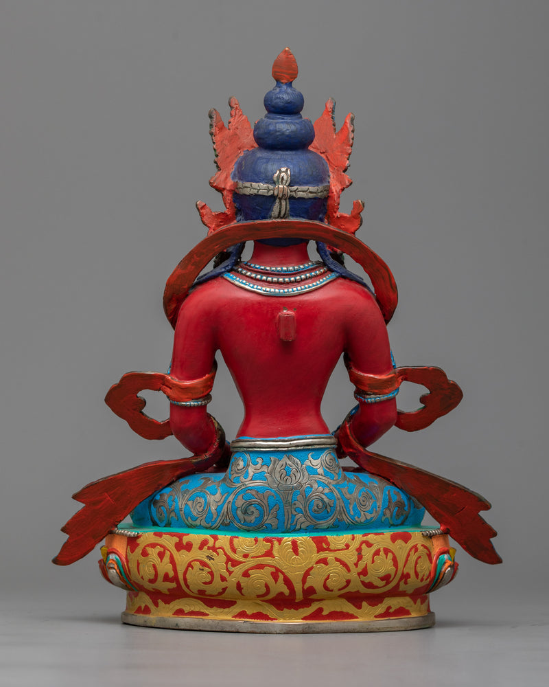 Red Amitayus Statue | Copper Embodiment of Infinite Life