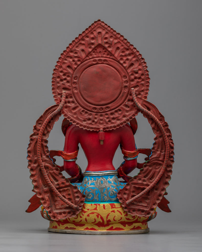 Red Amitayus Statue | Copper Embodiment of Infinite Life