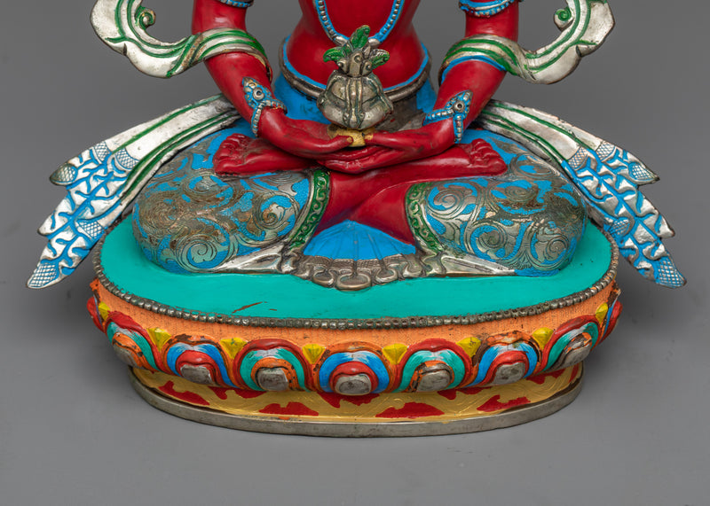 Red Amitayus Statue | Copper Embodiment of Infinite Life