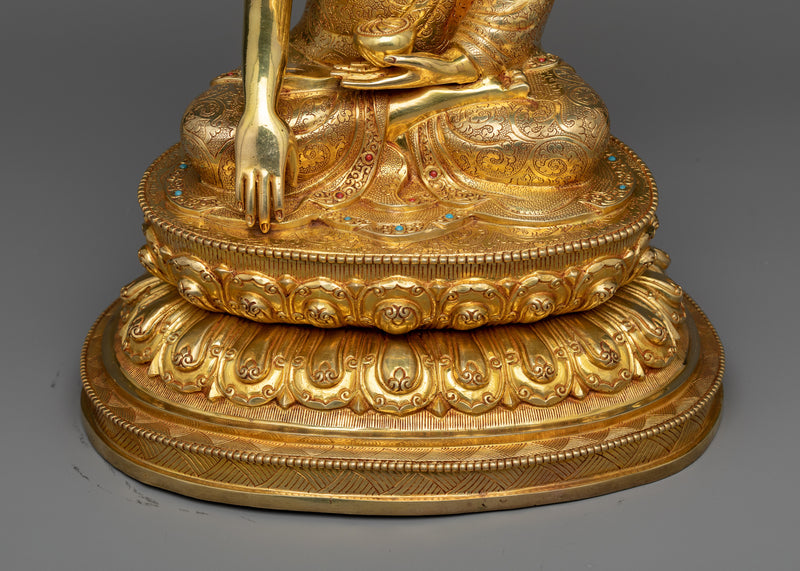 Beautiful Buddha Shakyamuni Sculpture | 24K Gold Gilded Icon of Enlightenment