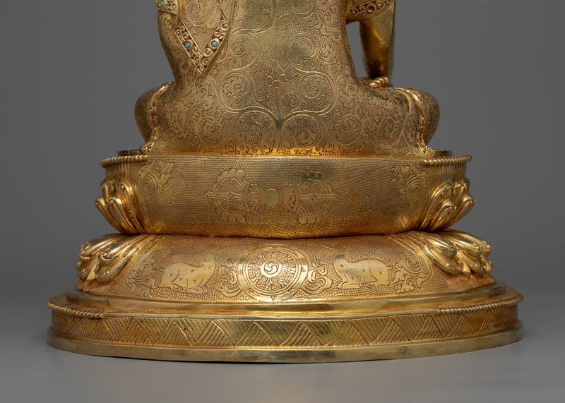Beautiful Buddha Shakyamuni Sculpture | 24K Gold Gilded Icon of Enlightenment
