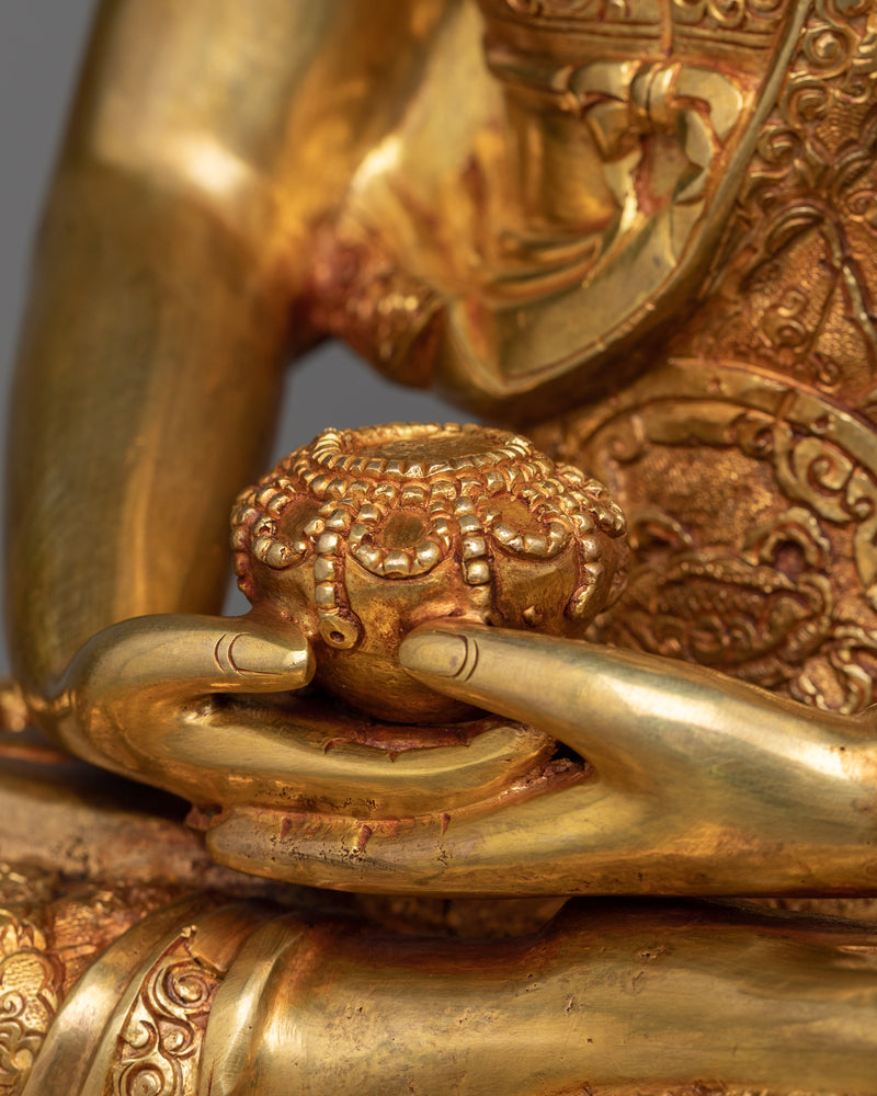 Buddha Amida Sculpture | 24K Gold Gilded Icon of Infinite Light