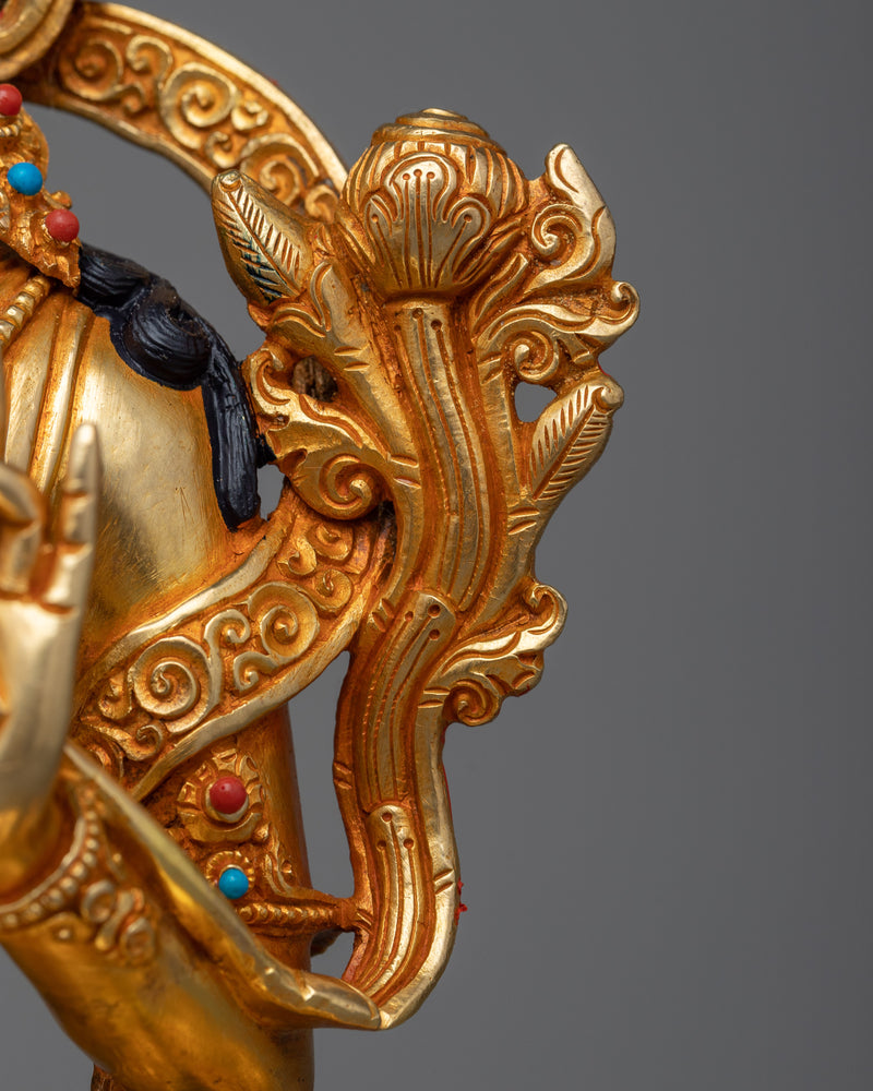 Noble Green Tara Statue | 24K Gold Gilded Vision of Compassion