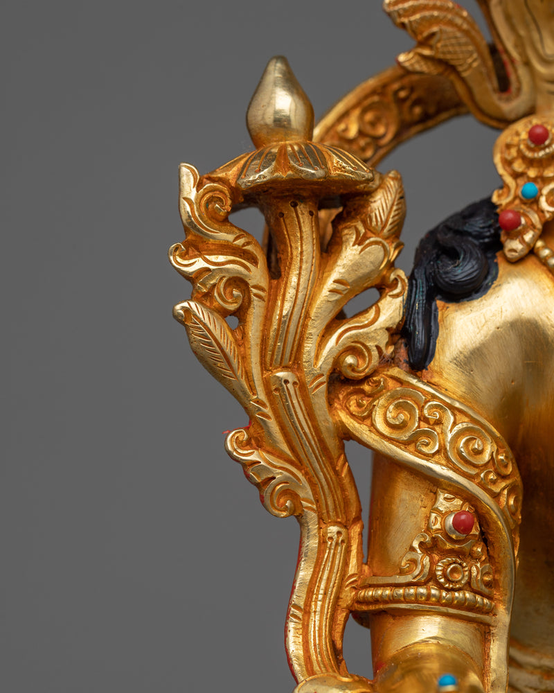 Noble Green Tara Statue | 24K Gold Gilded Vision of Compassion