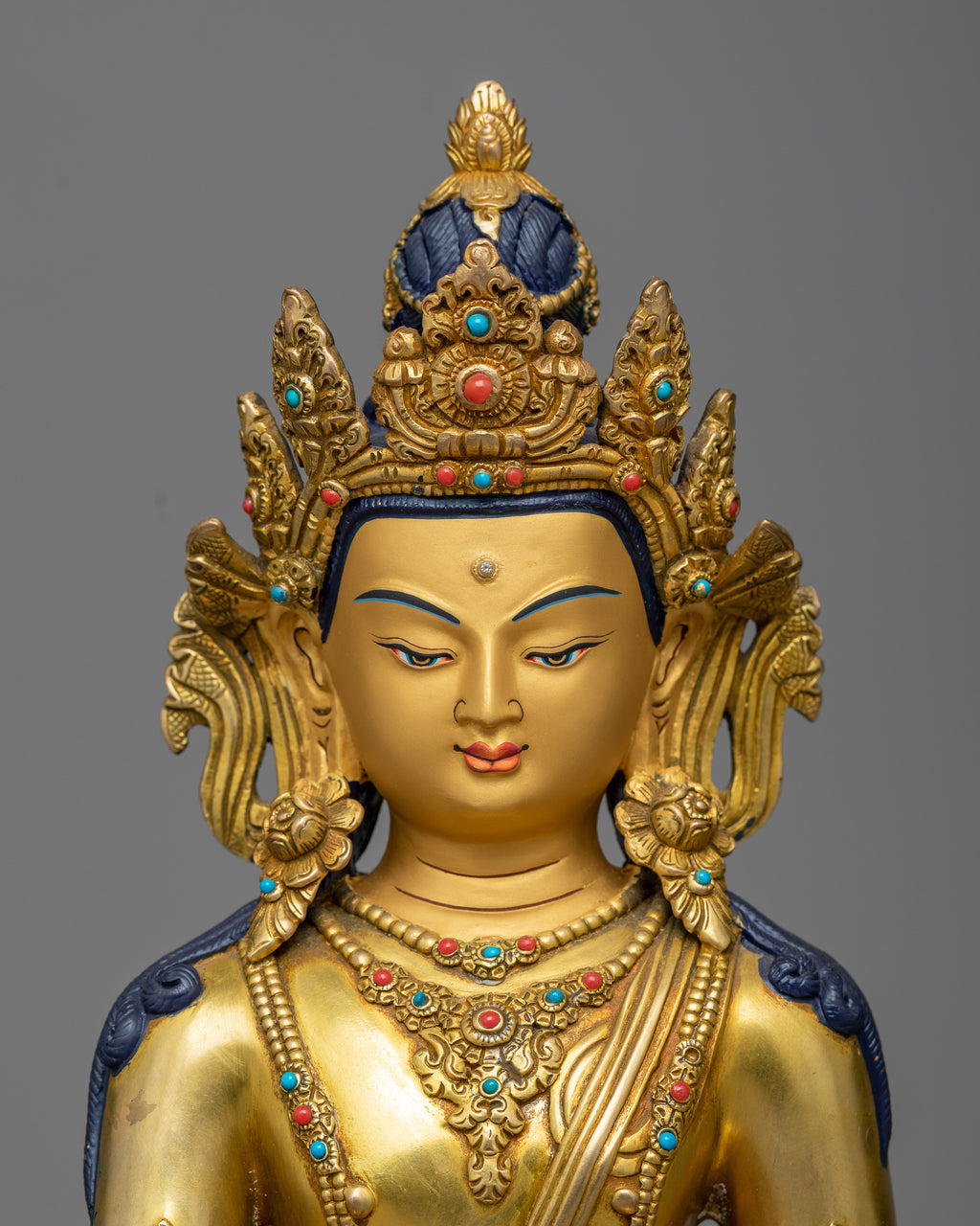 Medicine Buddha Beautiful Artwork | Exquisite 24K Gold Gilded Statue o