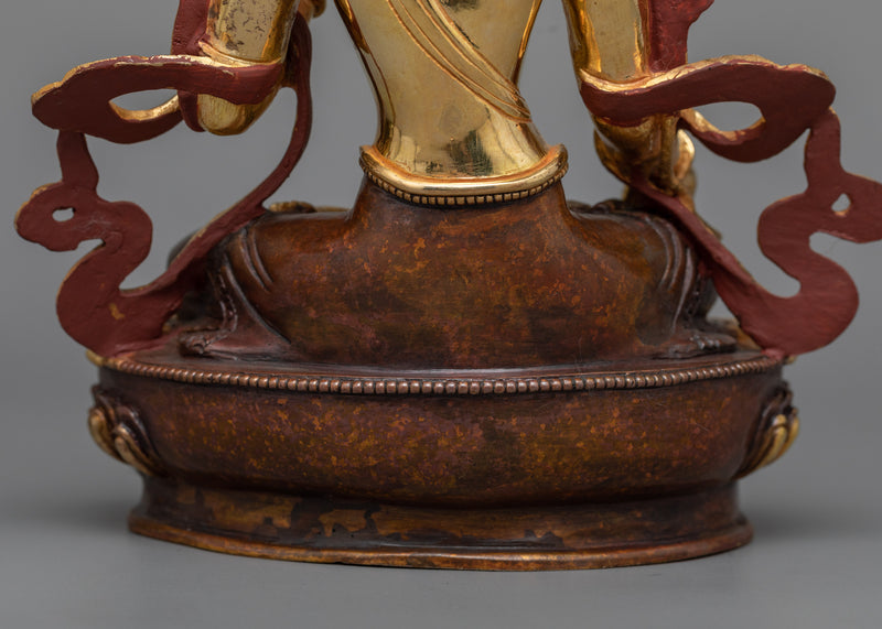 White Tara Saptalochana Statue | 24K Gold Gilded Vision of Compassionate Gaze