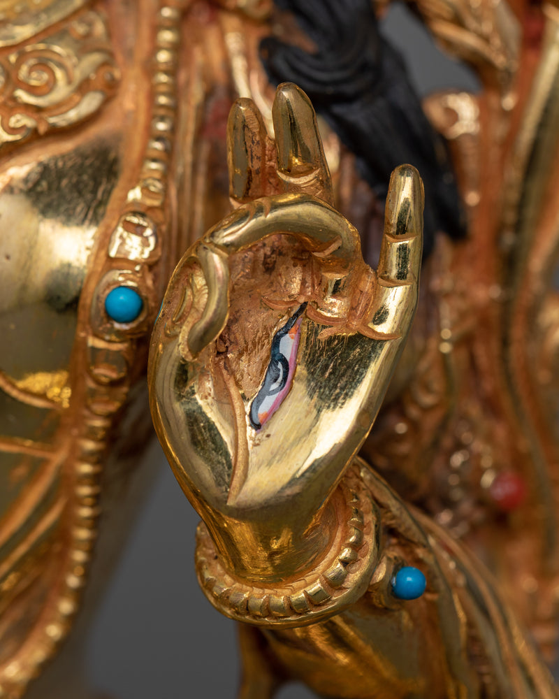 White Tara Saptalochana Statue | 24K Gold Gilded Vision of Compassionate Gaze