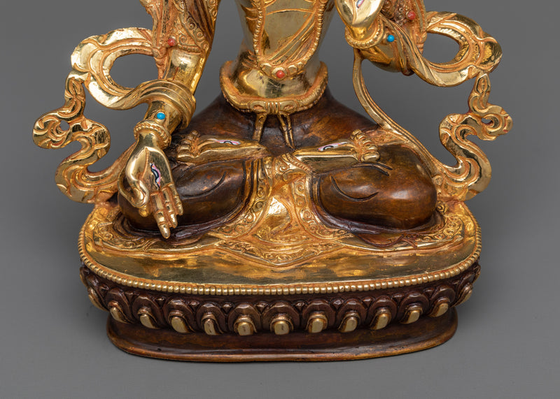 White Tara Saptalochana Statue | 24K Gold Gilded Vision of Compassionate Gaze