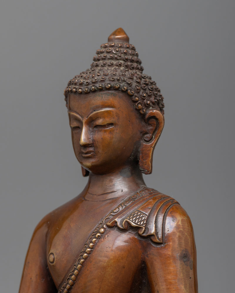 Serene Amida Buddha Oxidized Copper Statue | Beacon of Infinite Light