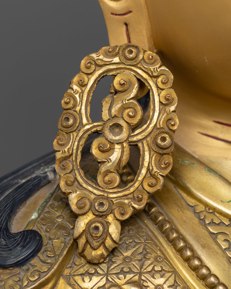 Lotus-Born Buddha Sculpture | 24K Gold Gilded Handcrafted Statue