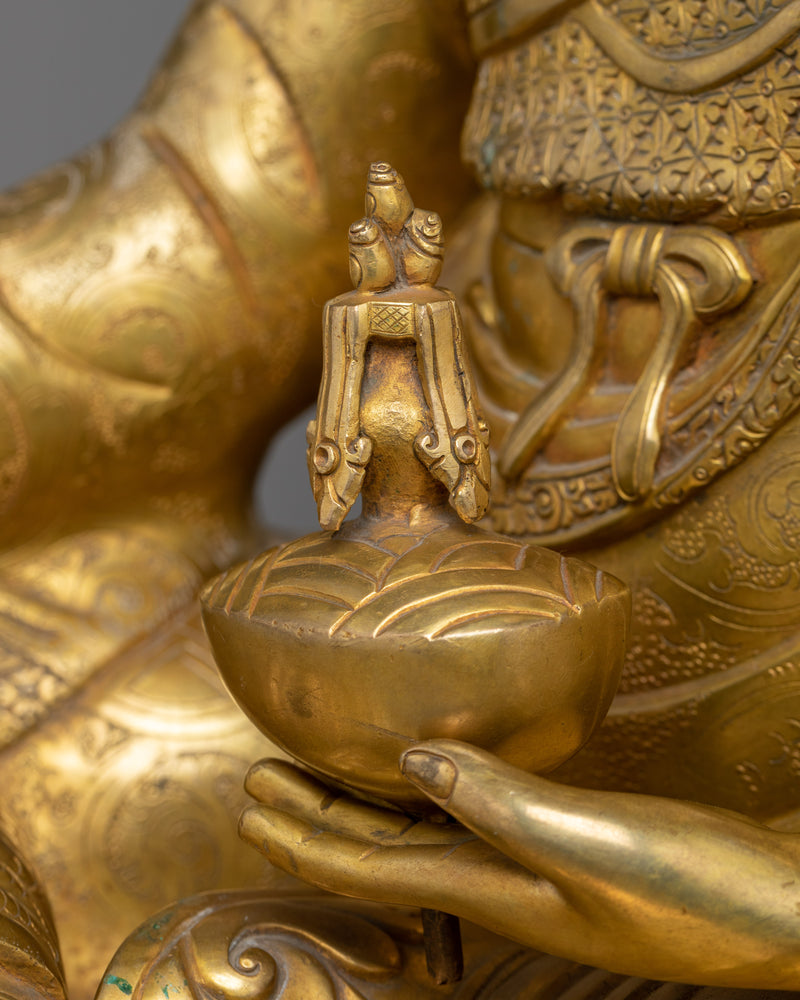 Lotus-Born Buddha Sculpture | 24K Gold Gilded Handcrafted Statue