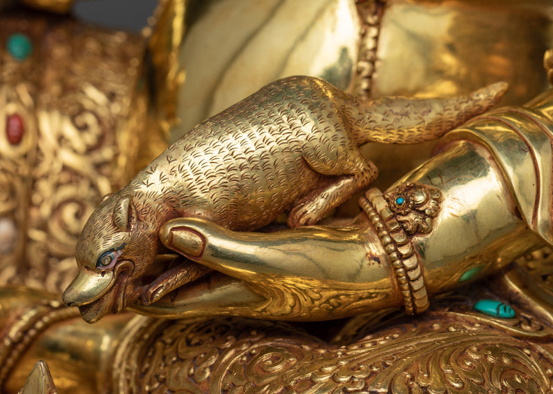 Dzambhala Spiritual Sculpture | Triple-Layered Gold Majesty