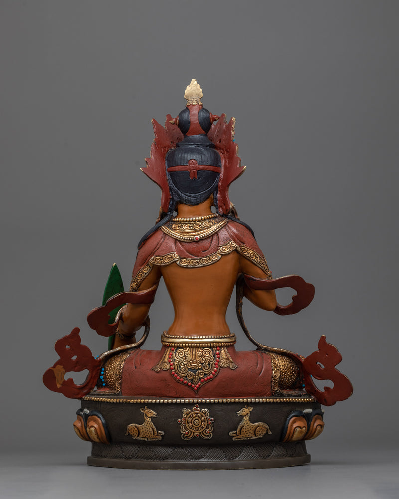 Ksitigarbha in Red with Gold Gilded Elegance | Vow of Compassion