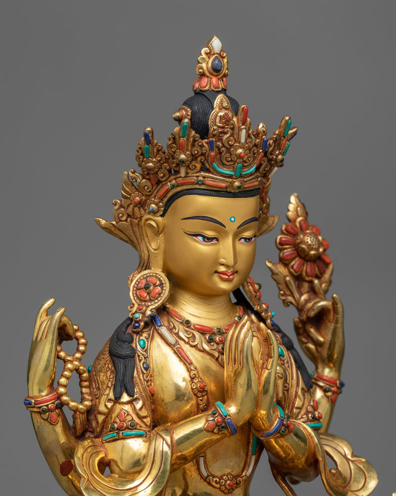 Five Bodhisattva Set: Chenrezig, Vajrasattva, Manjushri, Green Tara, Amitayus | Himalayan Artwork