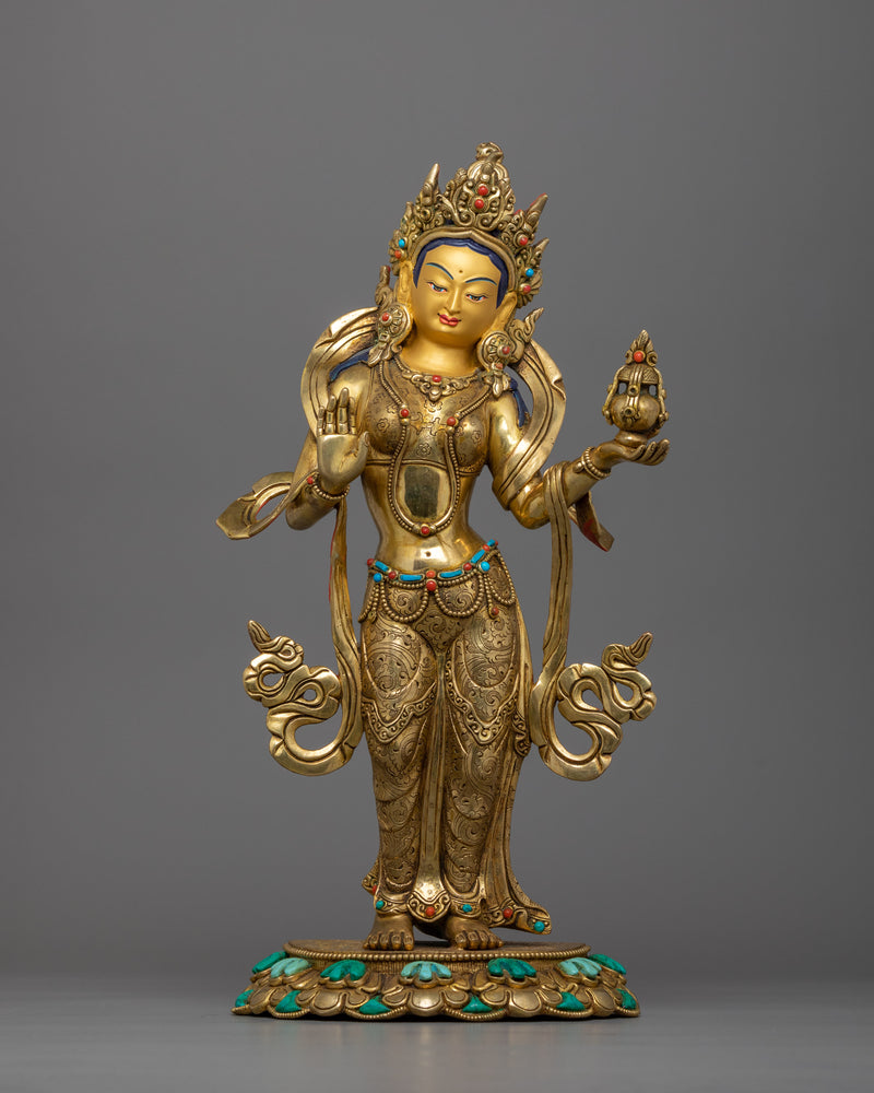 Majestic Guru Rinpoche with Two Consorts Sculpture | Unity of Wisdom and Compassion