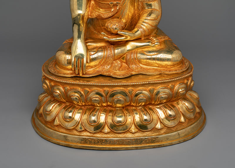 Beautiful Statue of Shakyamuni Buddha | Lavish Gold Gilded Sculpture