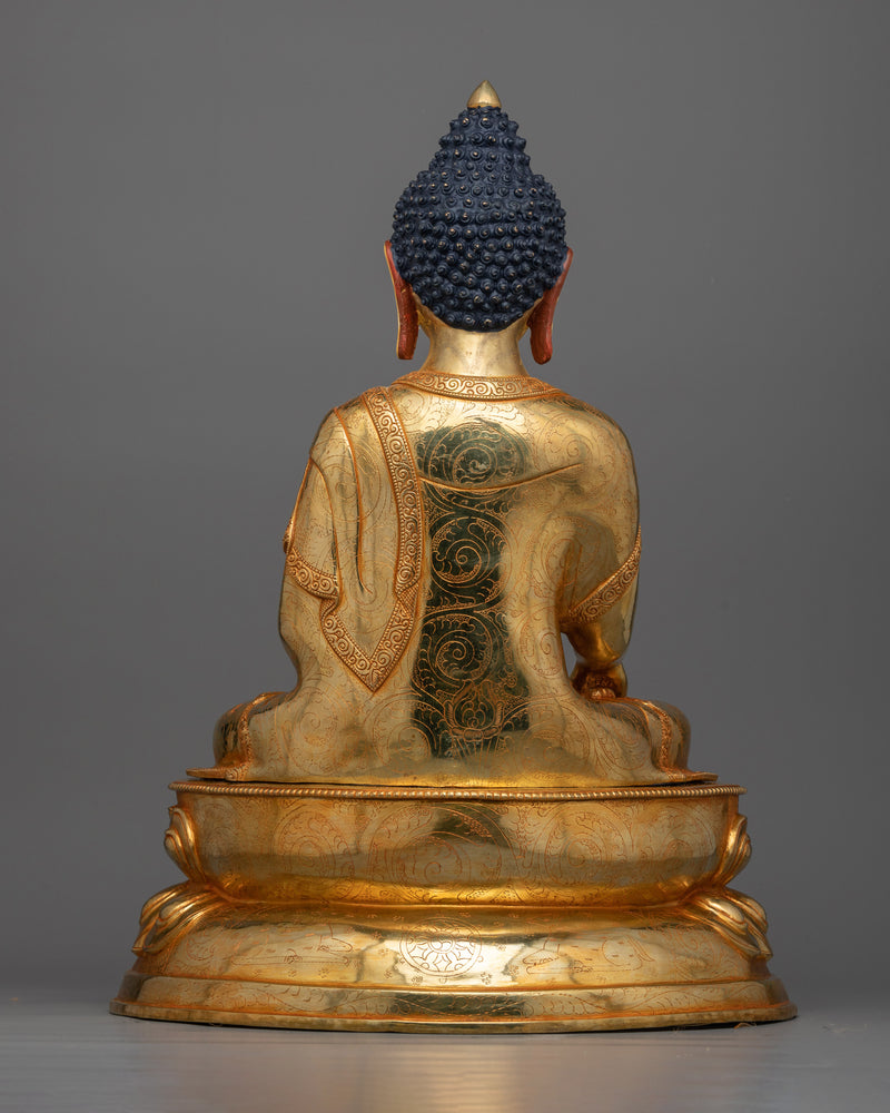 Beautiful Statue of Shakyamuni Buddha | Lavish Gold Gilded Sculpture