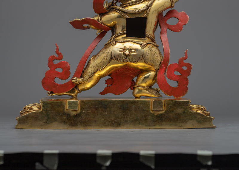 Vajrapani Dharmapala Statue | Protector in 24K Gold Gilded Splendor