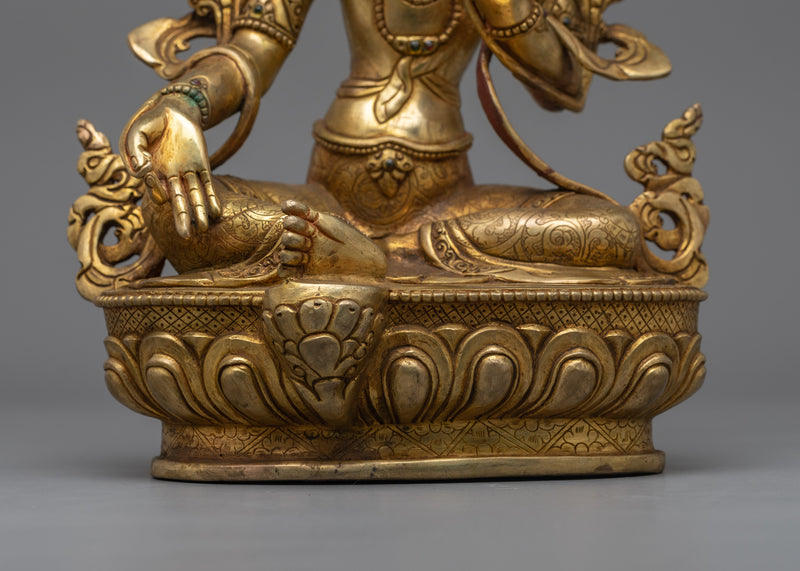 Arya Green Tara Statue | 24K Gold Gilded Embodiment of Compassion