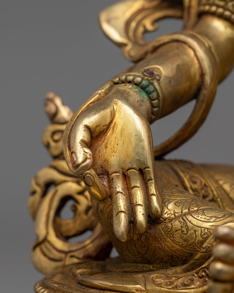 Arya Green Tara Statue | 24K Gold Gilded Embodiment of Compassion