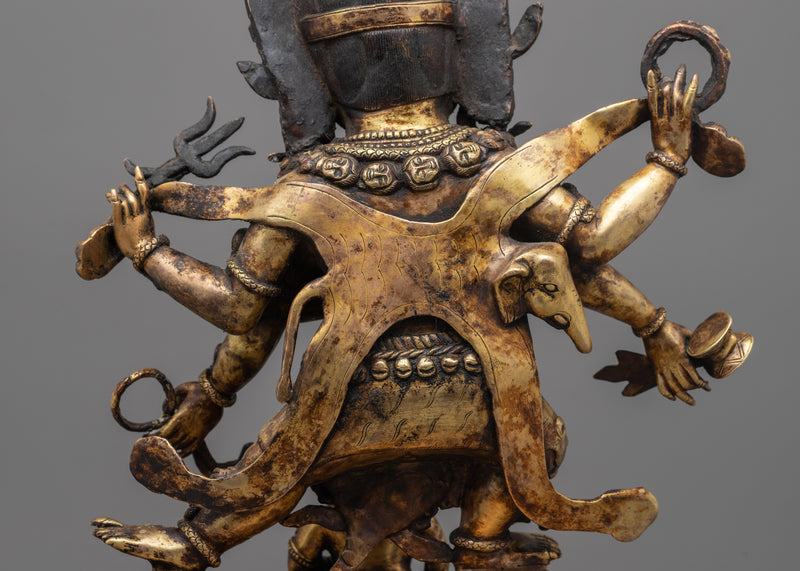 Six-Armed Mahakala with Ganesha Statue | Guardian of Divine Wisdom