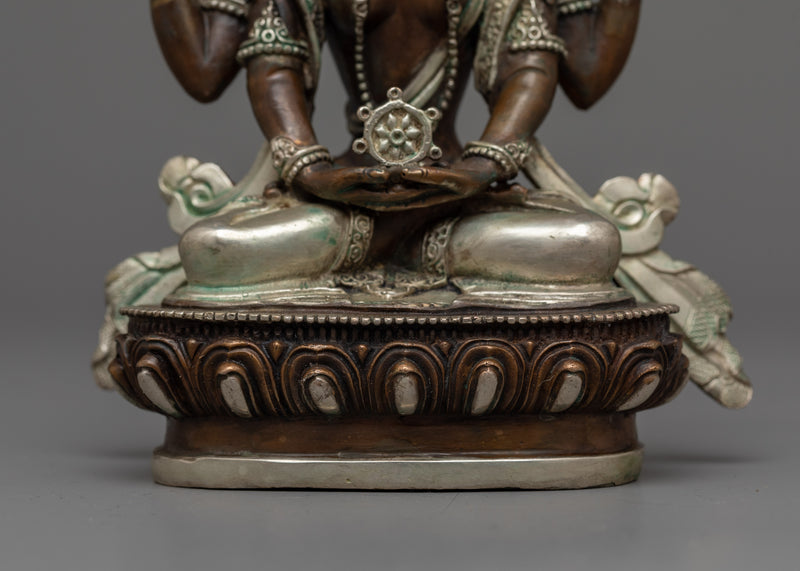 Machine-Made Prajna Paramita Statue | Silver Electroplated Essence of Wisdom