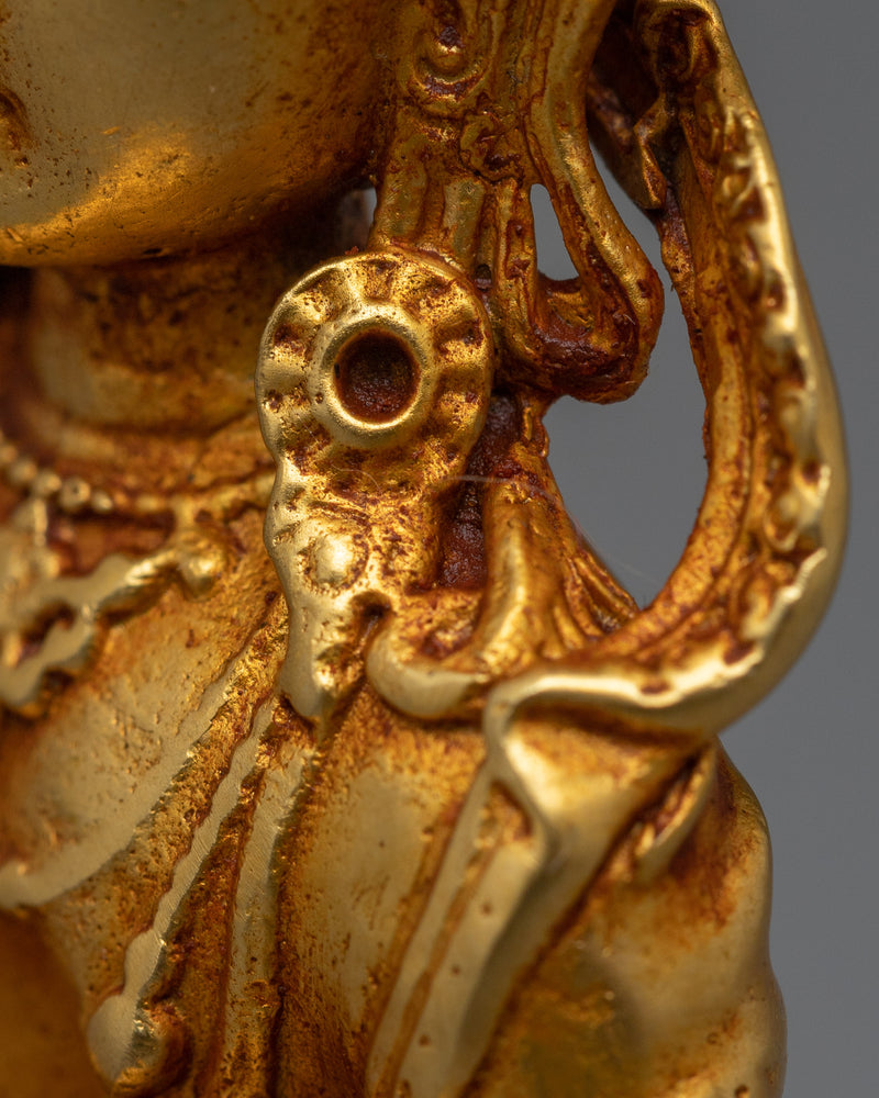 Machine-Made Kshitigarbha Statue | Gold Electroplated Earth Store Bodhisattva