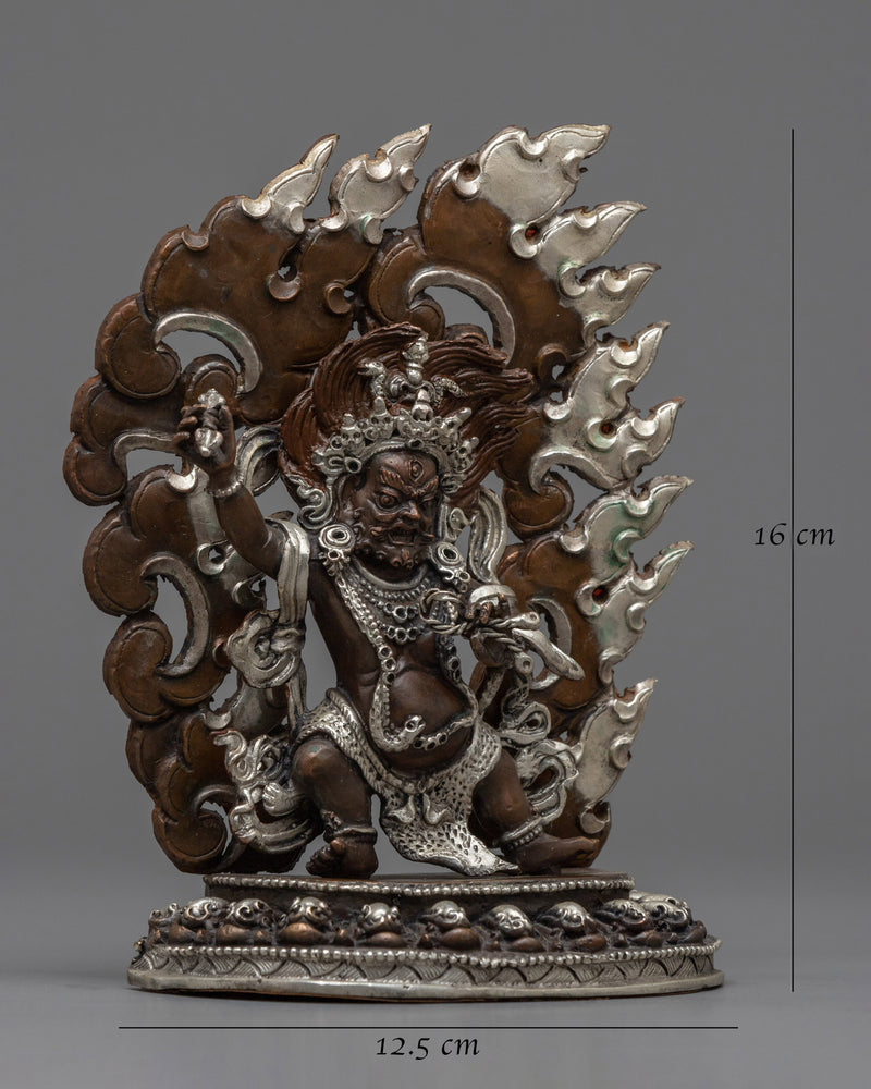 Machine-Made Vajrapani Statue | Oxidized Silver Plated Guardian of Strength