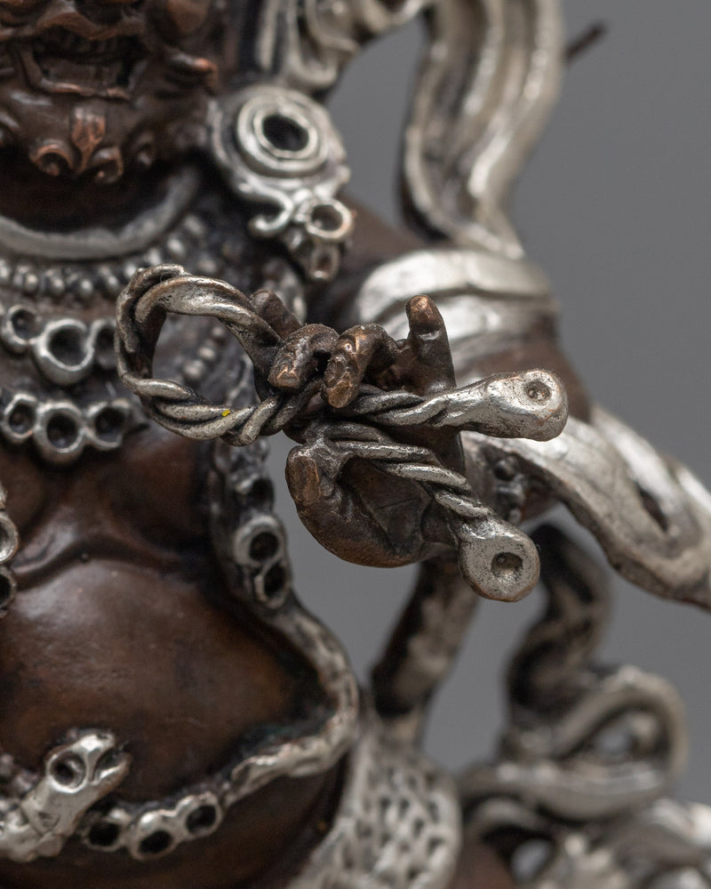 Machine-Made Vajrapani Statue | Oxidized Silver Plated Guardian of Strength