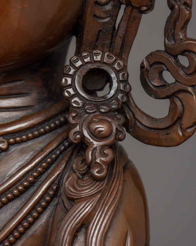 Buddhist Hand-carved Vajradhara Statue | Oxidized Copper Buddhist Deity