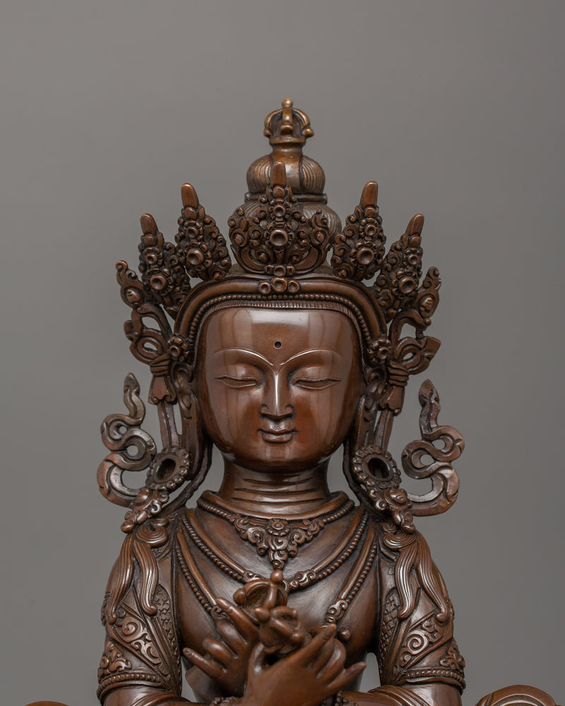 Buddhist Hand-carved Vajradhara Statue | Oxidized Copper Buddhist Deity