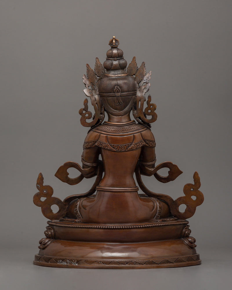 Buddhist Hand-carved Vajradhara Statue | Oxidized Copper Buddhist Deity