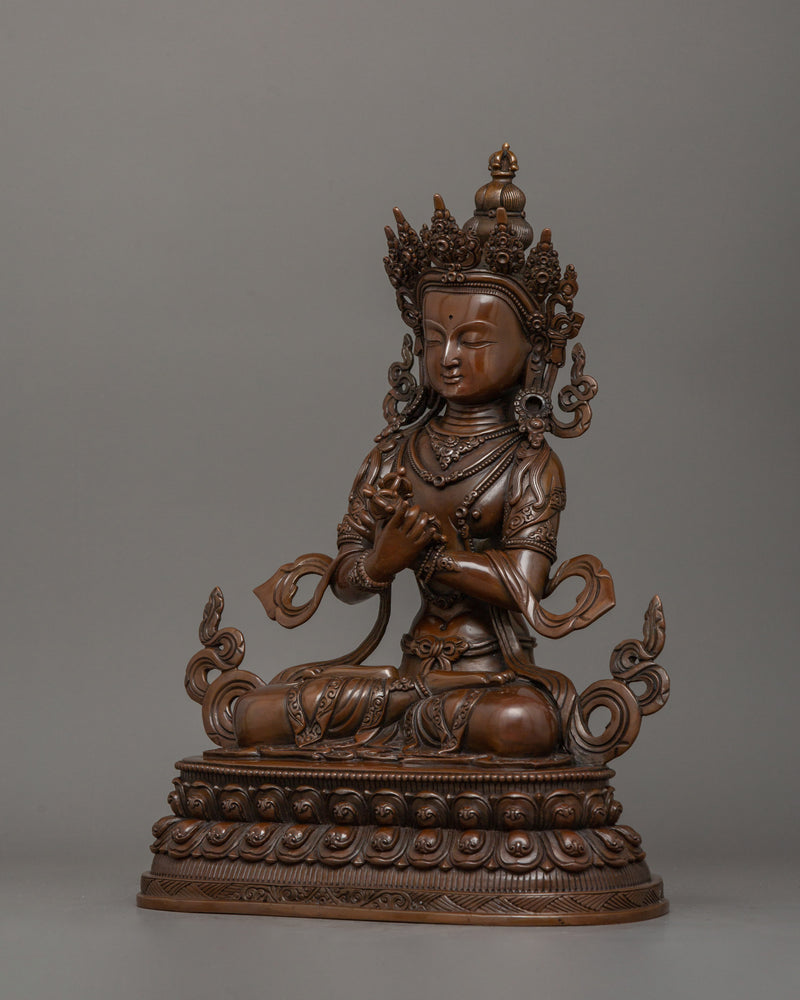 Buddhist Hand-carved Vajradhara Statue | Oxidized Copper Buddhist Deity