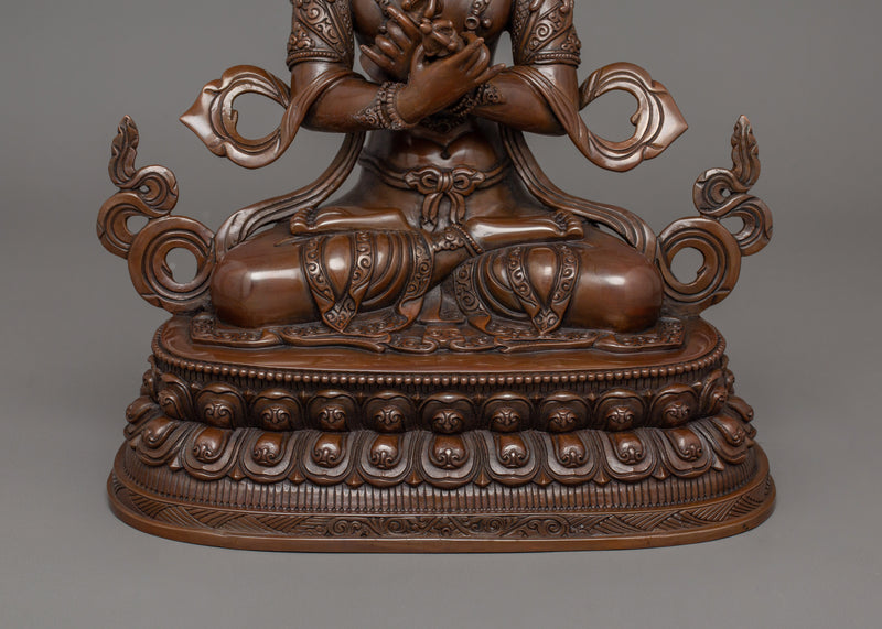 Buddhist Hand-carved Vajradhara Statue | Oxidized Copper Buddhist Deity