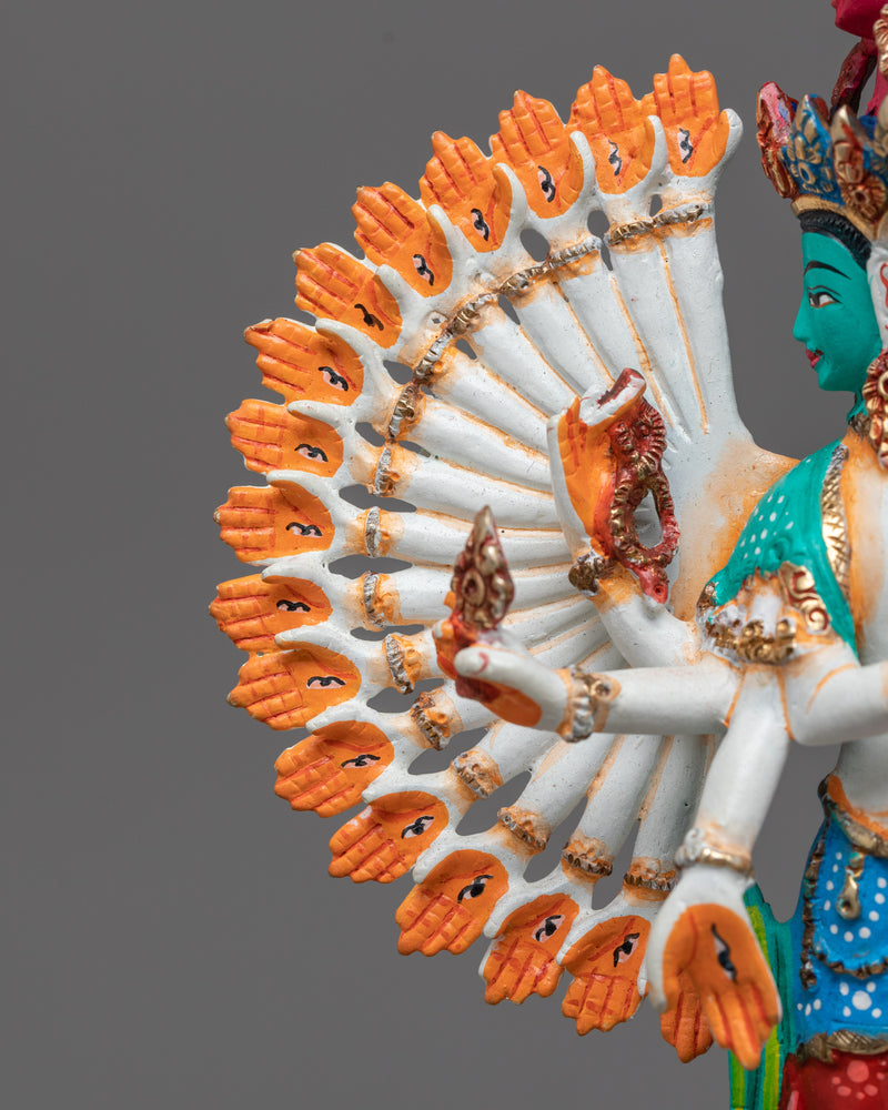 1000-Armed Chenrezig Colorful Statue | Embodiment of Universal Compassion