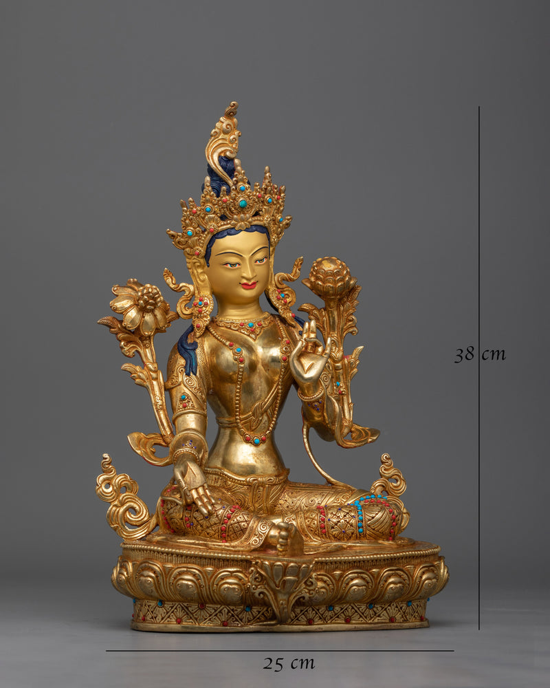 15 Inch Green Tara Statue | A Fully Enlightened Female Buddha